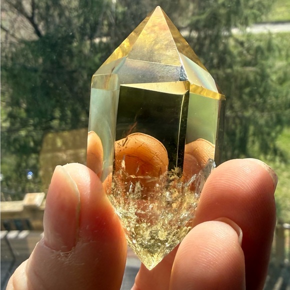 Jewelry - natural double point Citrine with a smokey rainbow mountain inside